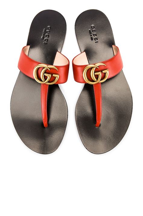 gucci leather thong sandal with double g|Women's Double G thong sandal .